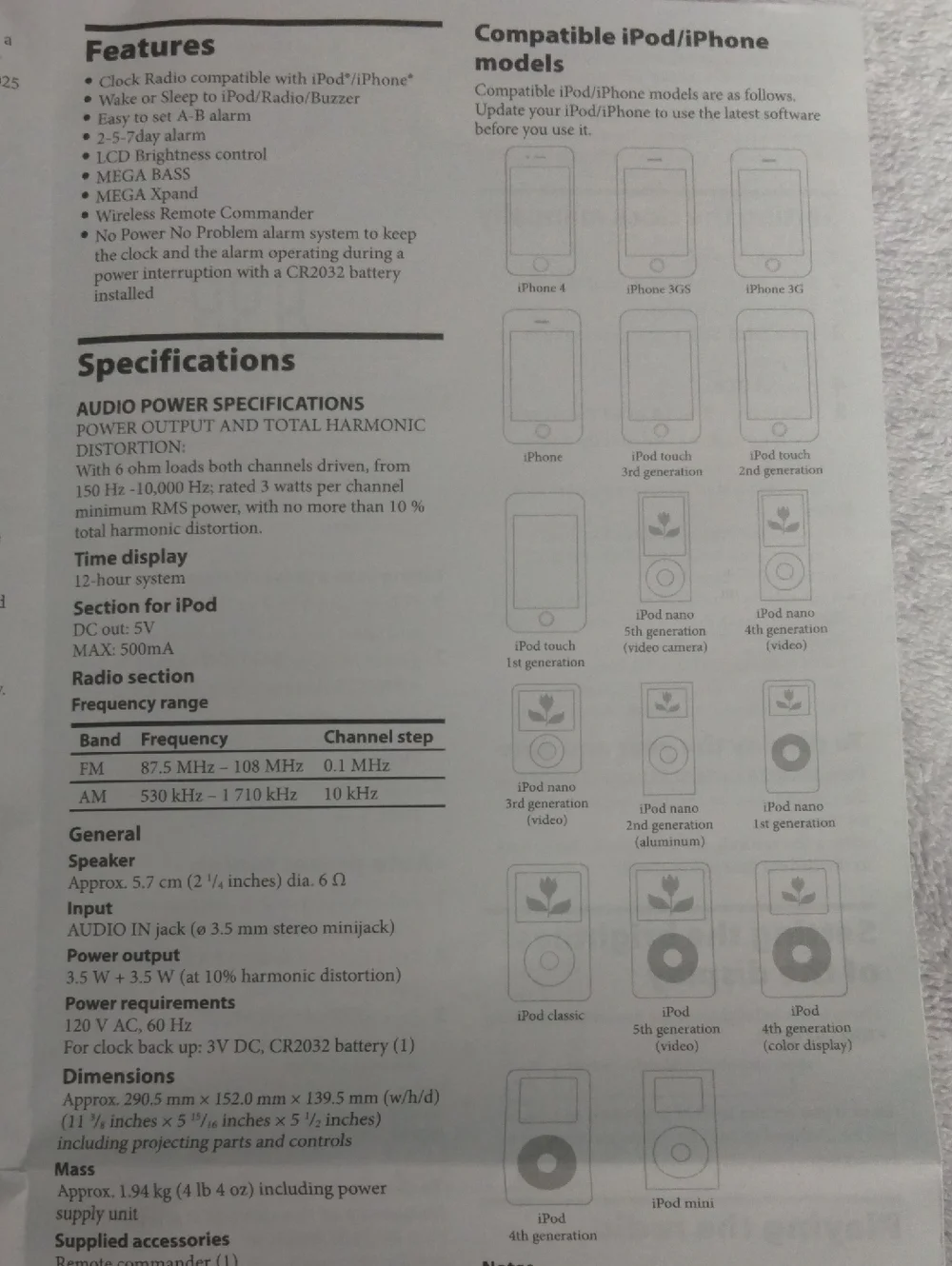 Sony iPhone iPod Radio With Remote